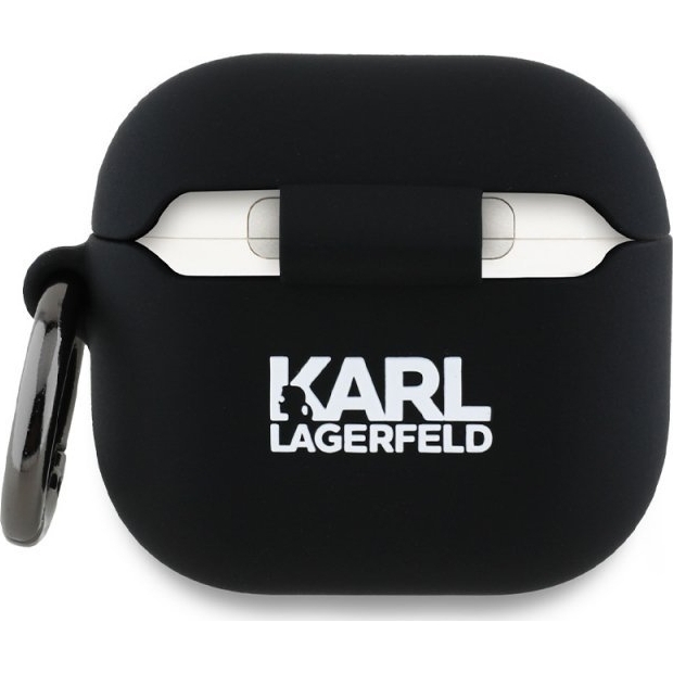 Oryginalne ekskluzywne etui od marki Karl Lagerfeld z kolekcji Silicone Choupette Head 3D dla Apple AirPods 4, czarne